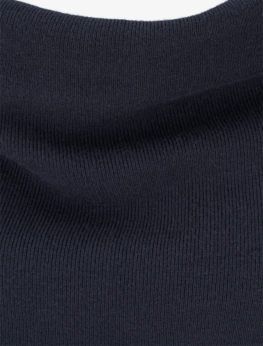 Pull droit à col bénitier - Marine - 3
