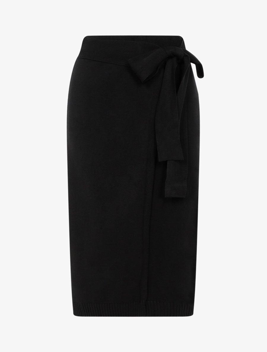 Jupe style portefeuille en maille - Noir - 1