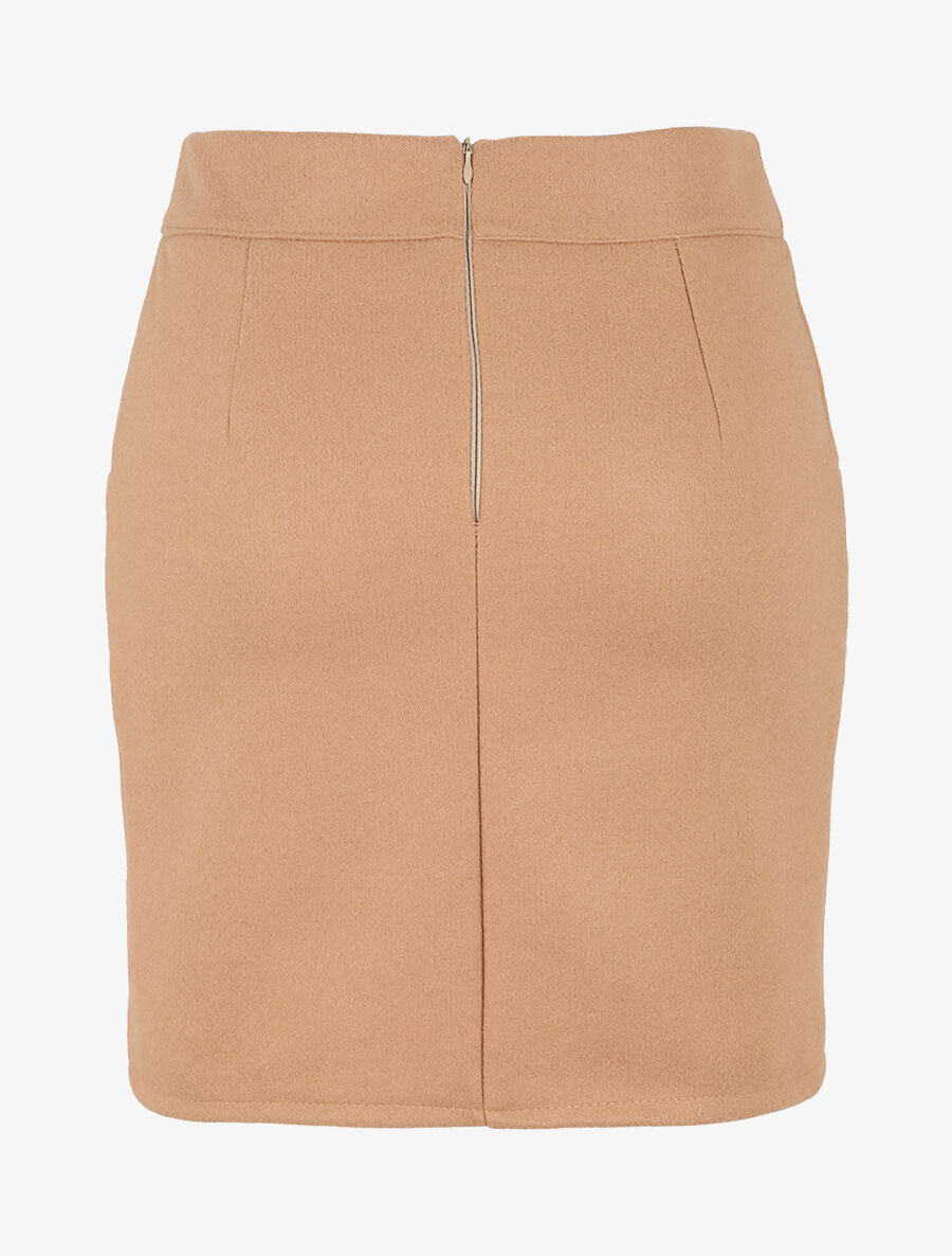 Jupe en laine mélangée à boutons stylisés - Camel - 2