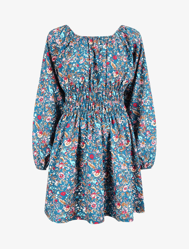 Robe patineuse à imprimé fleuri - Bleu canard - 4