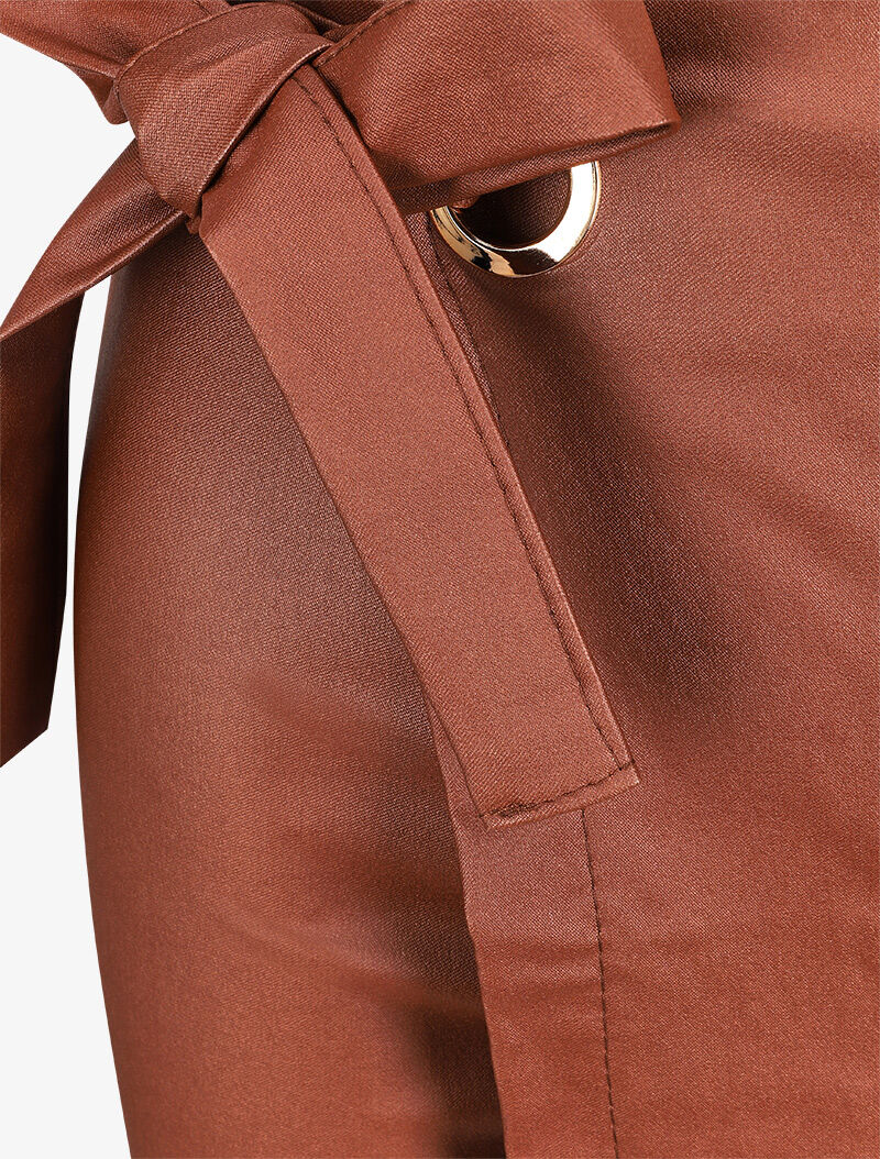 Short style jupe portefeuille en simili - Marron - 3
