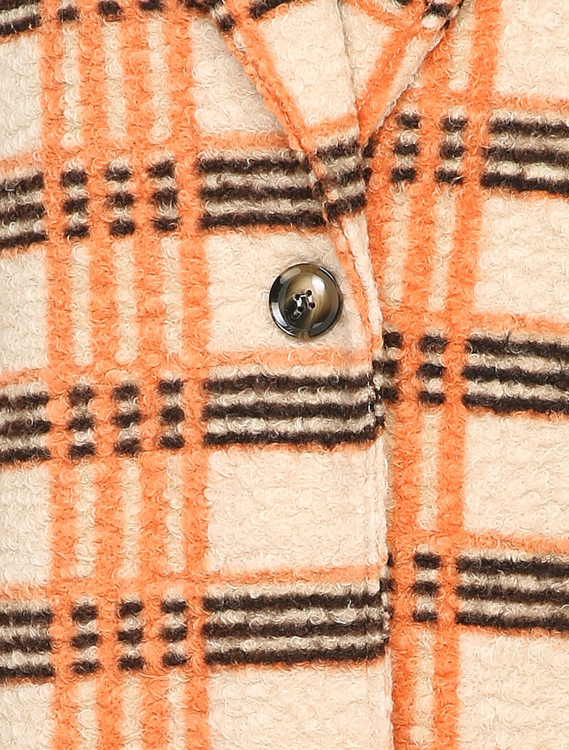 Manteau mi-long à carreaux - Orange/beige - 3