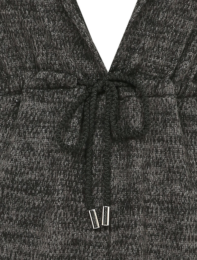 Gilet à capuche à liens à nouer - Noir - 3