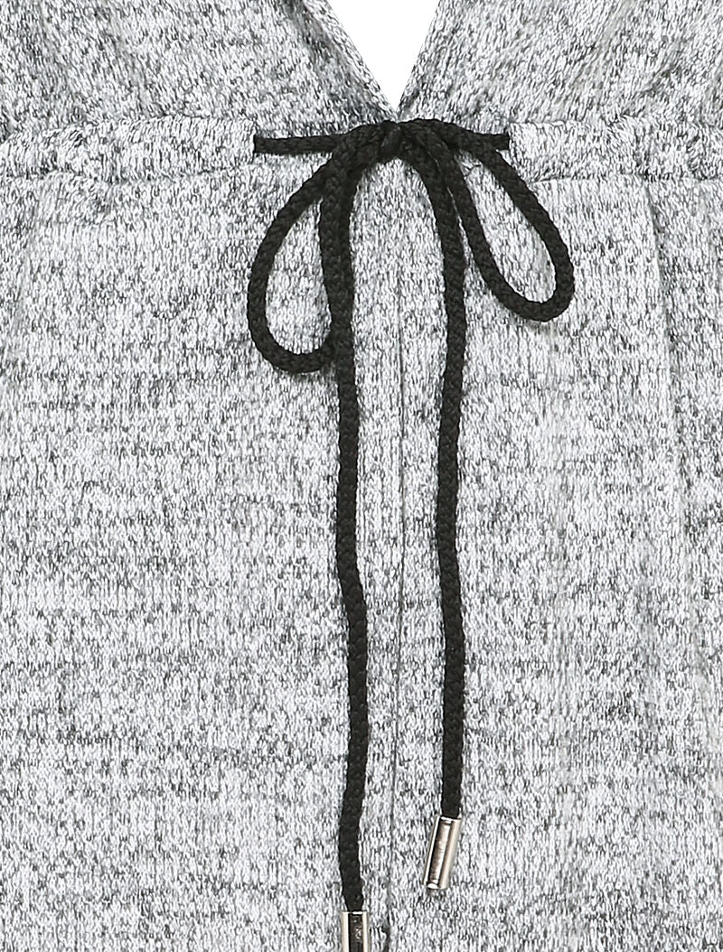 Gilet à capuche à liens à nouer - Gris chiné - 3