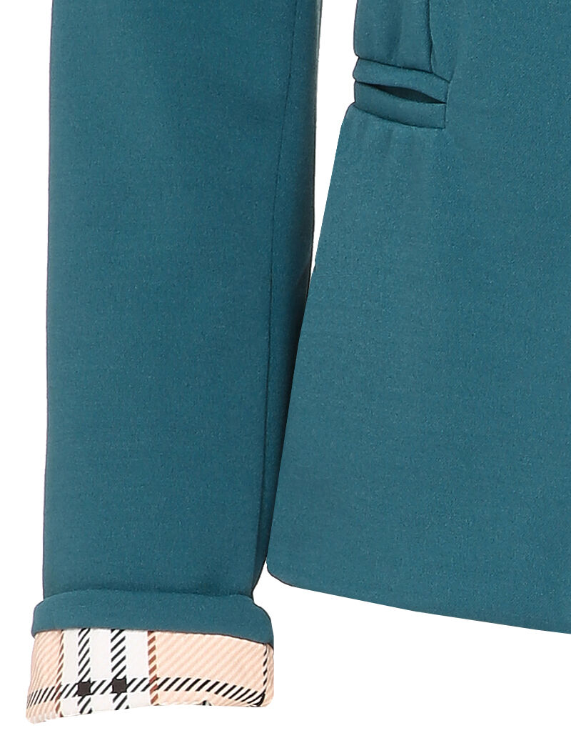 Veste à manches à revers imprimé carreaux - Bleu canard - 3
