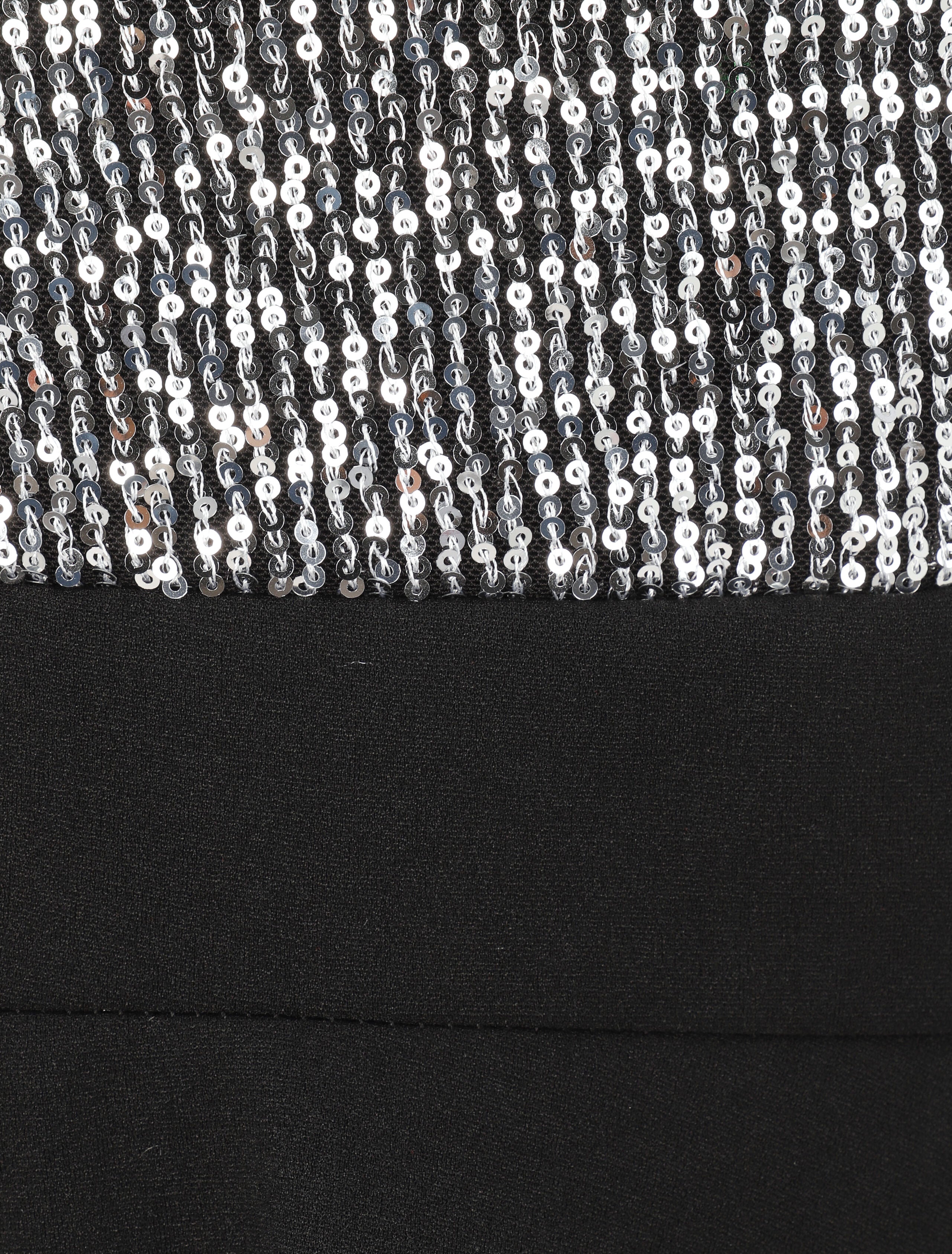 Robe patineuse à buste en sequins - Noir/argent - 4