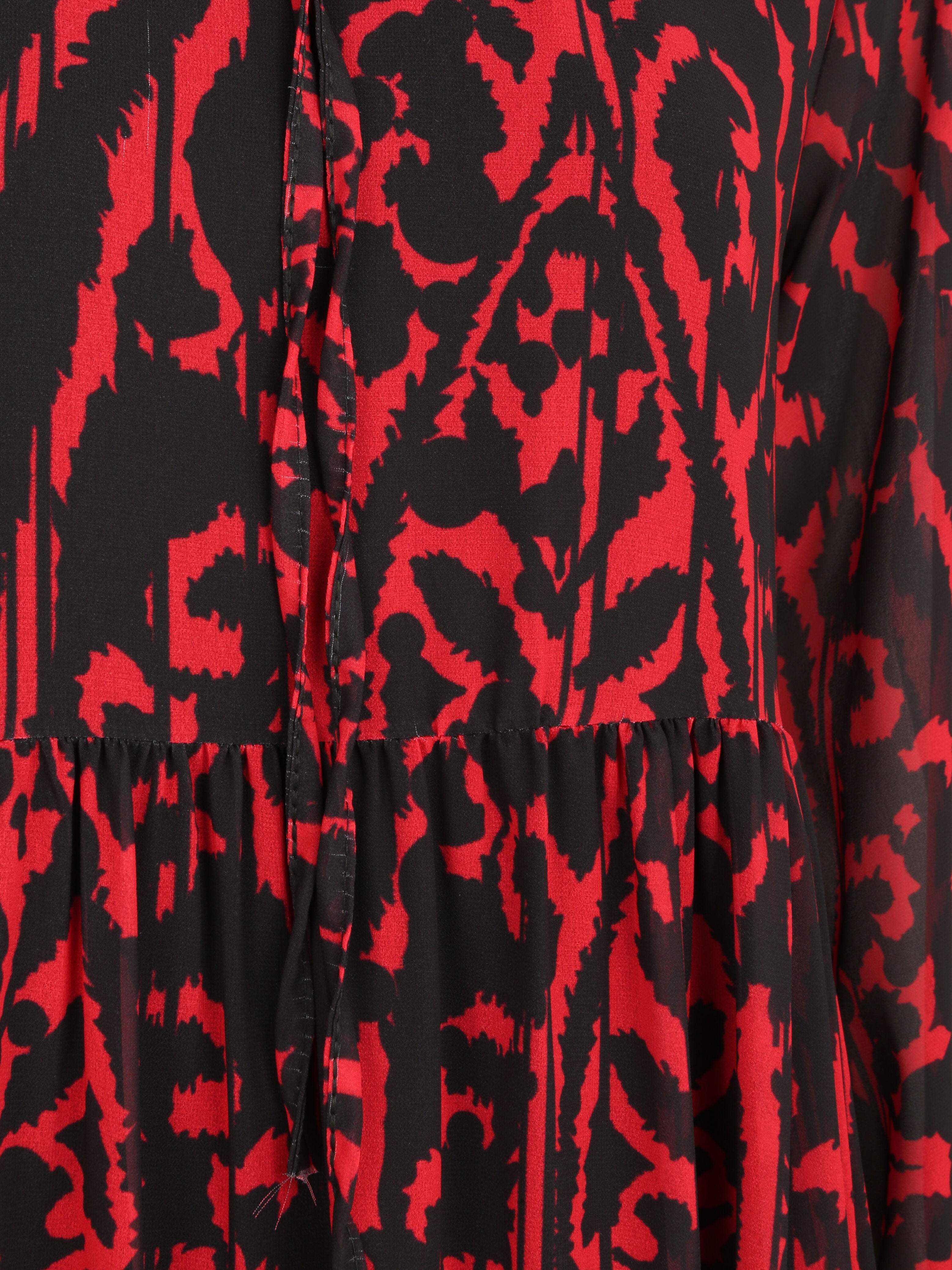Robe à col volanté et imprimé baroque stylisé - Rouge - 3