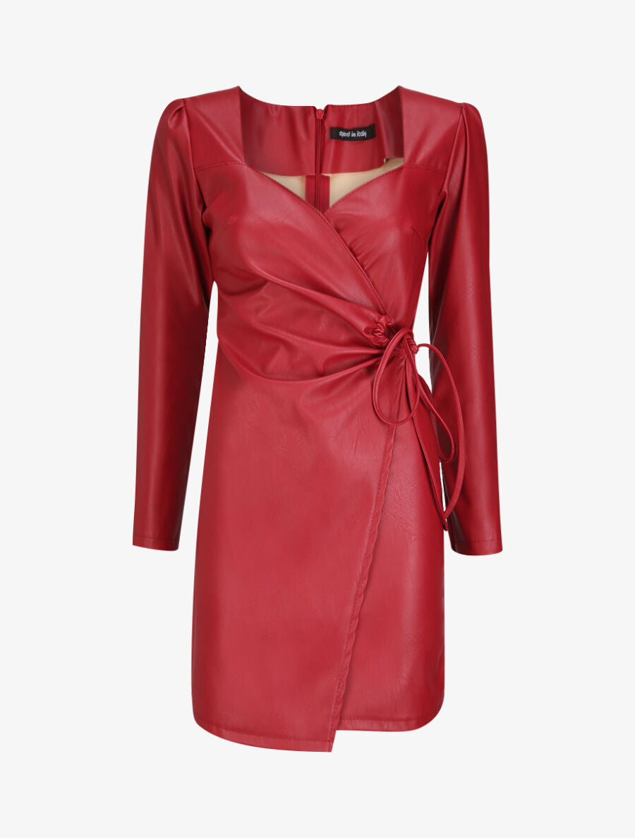 Robe portefeuille en simili - Rouge - 1