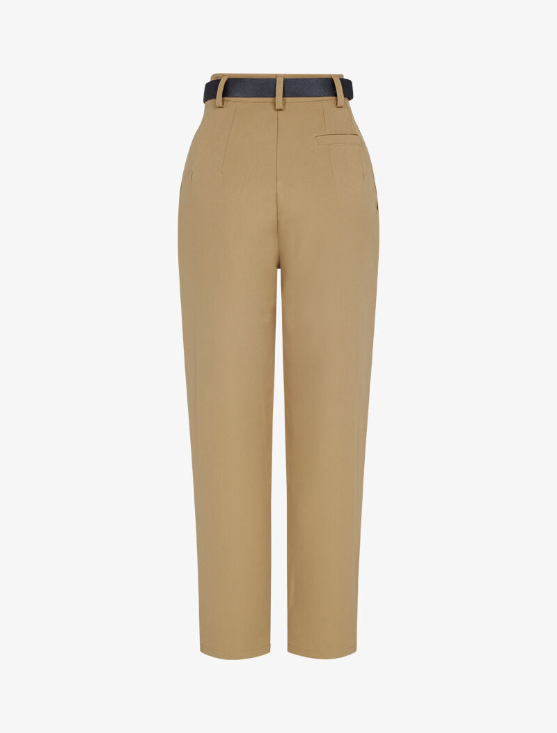 Pantalon carotte à fronces - Camel - 2