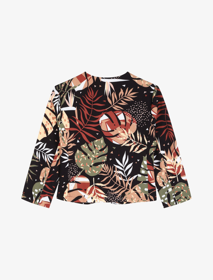 Veste ouverte imprimé feuilles graphiques - Noir - 2