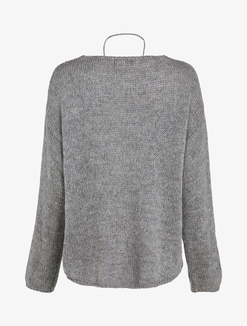 Pull oversize à dos long - Gris chiné - 2