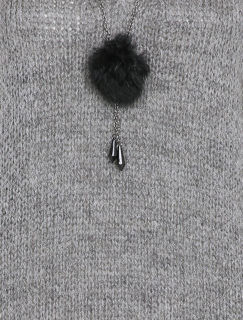 Pull oversize à dos long - Gris chiné - 3