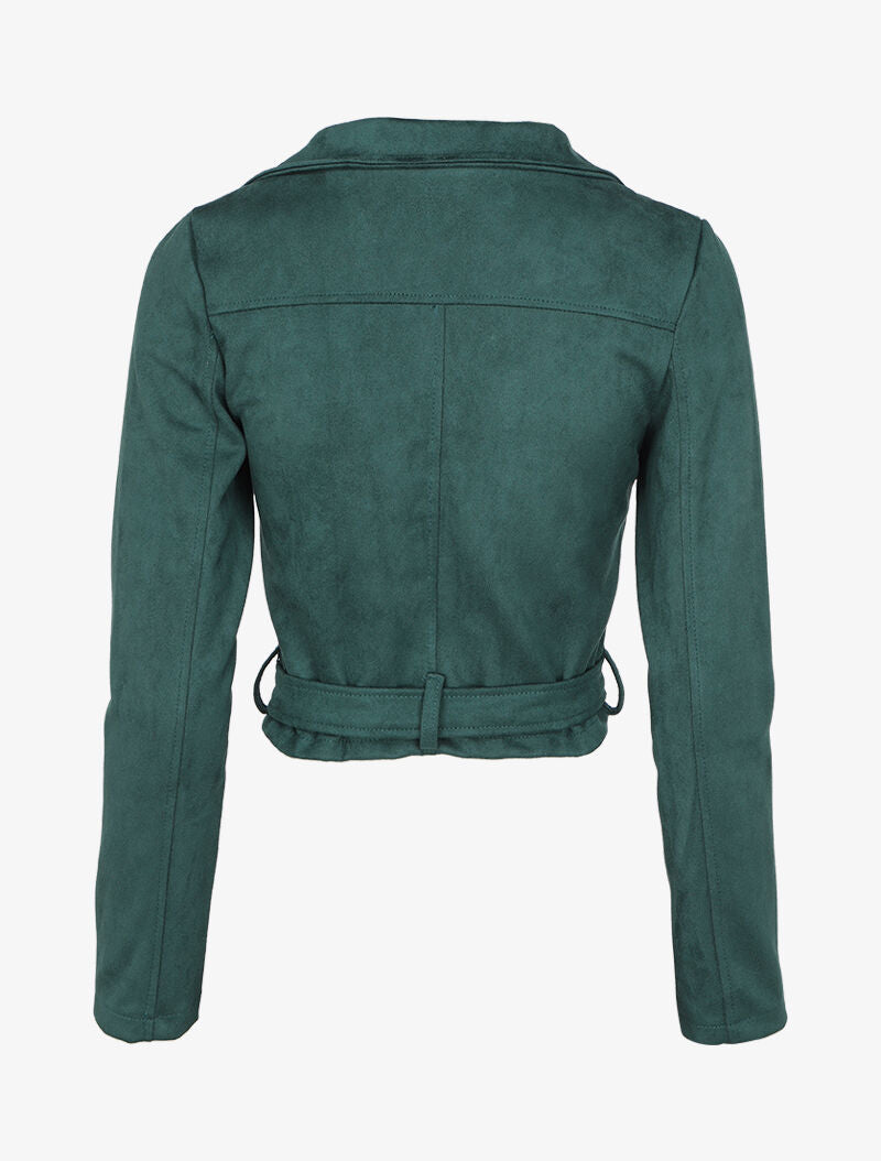 Perfecto en suédine à ceinture à boucle carrée - Vert sapin - 2