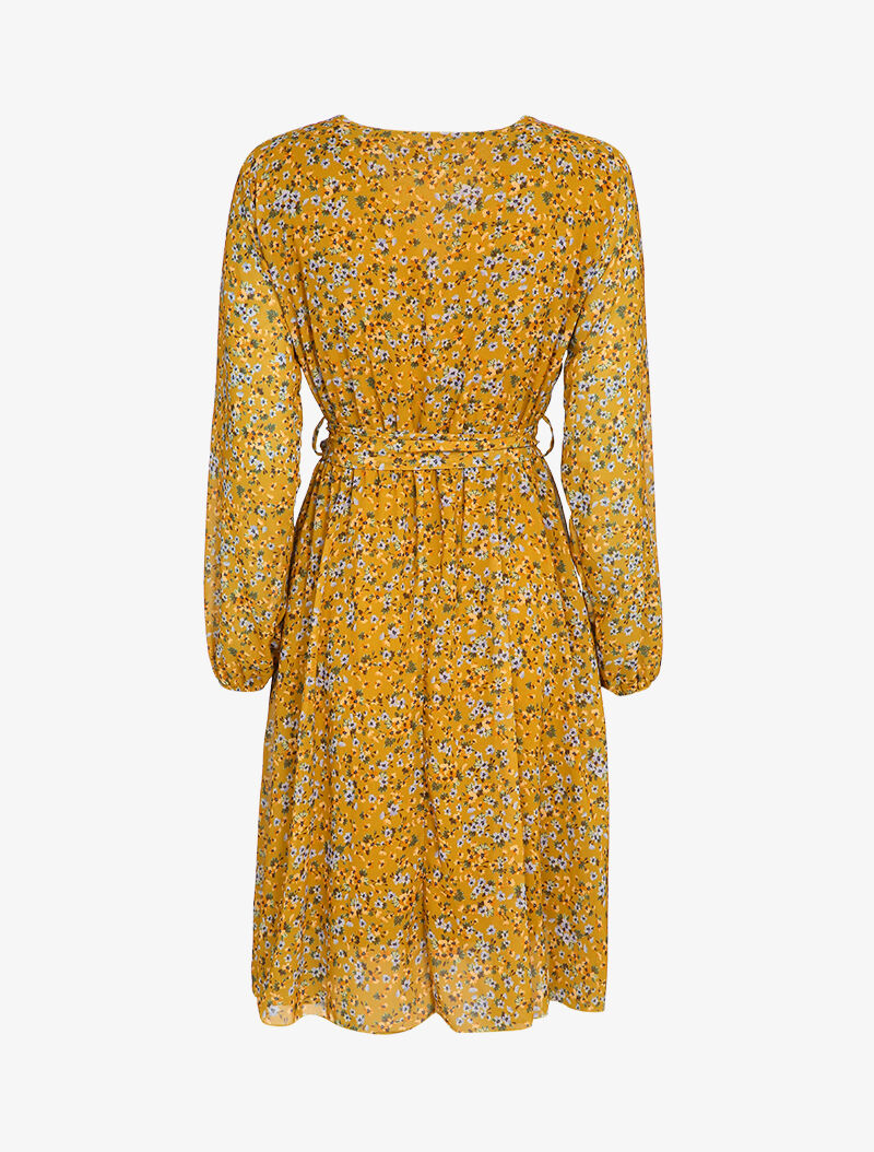 Robe patineuse à imprimé petites fleurs des champs - Moutarde - 2