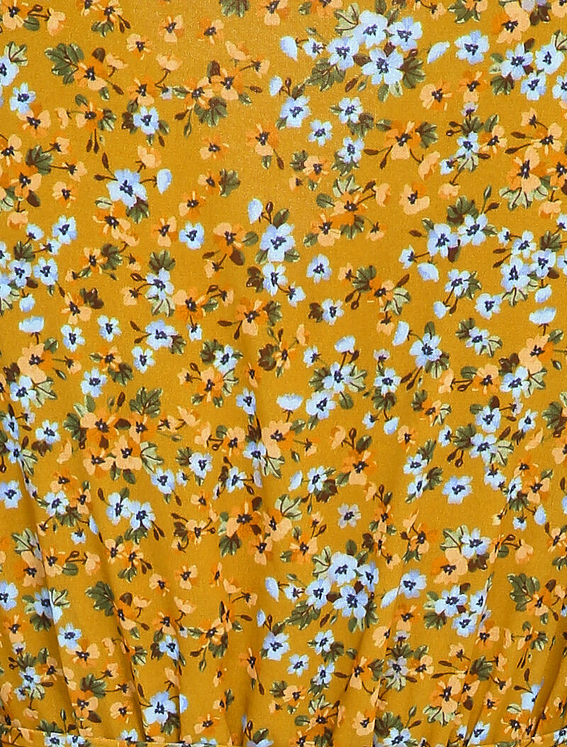 Robe patineuse à imprimé petites fleurs des champs - Moutarde - 3