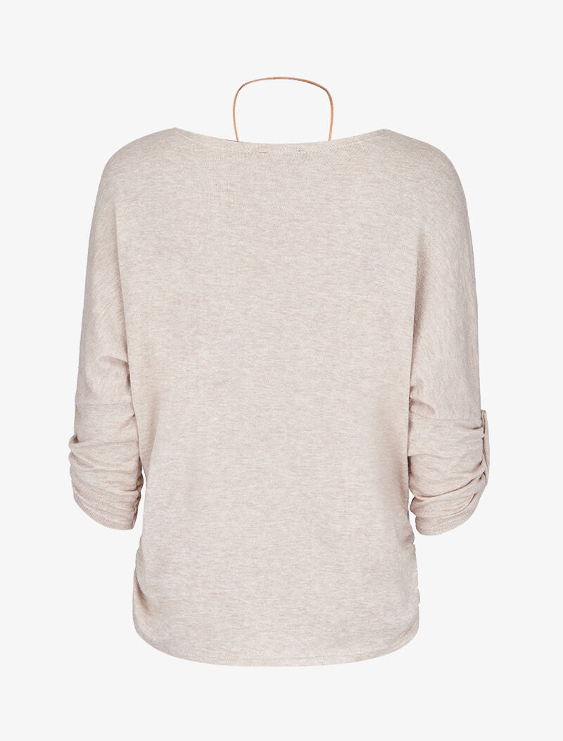 Pull à manches chauve-souris rabattables - Beige - 2