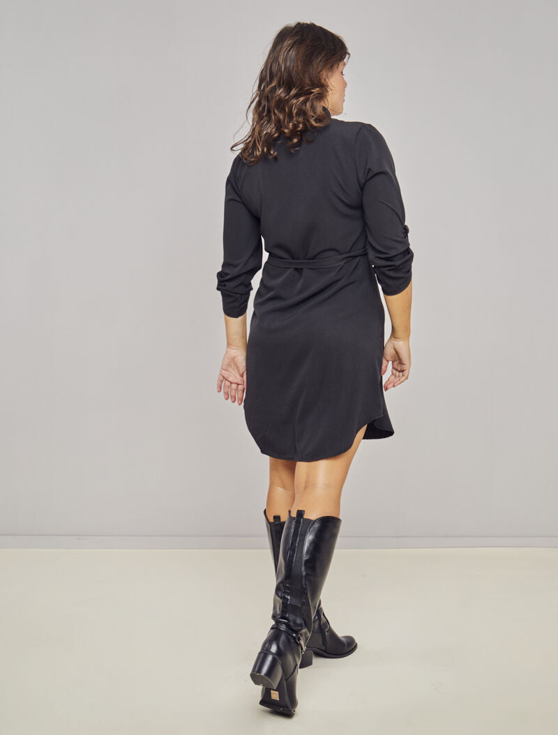 Robe chemise unie - Noir - 5