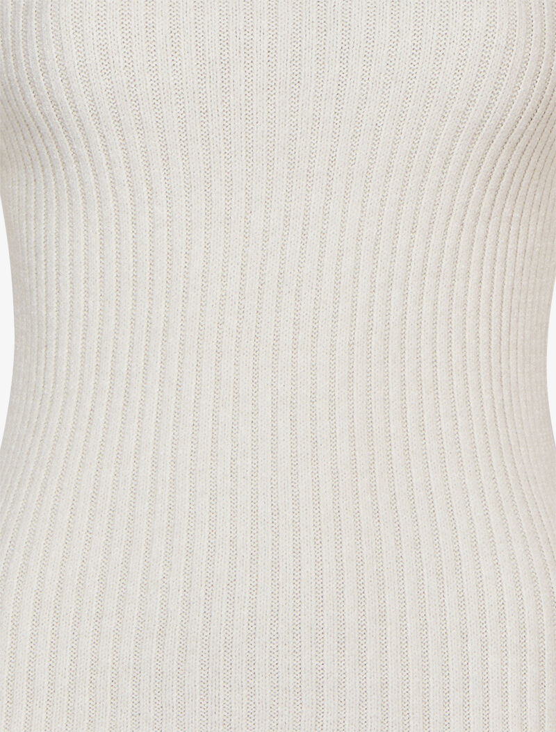 Pull côtelé moulant à col roulé - Écru - 3