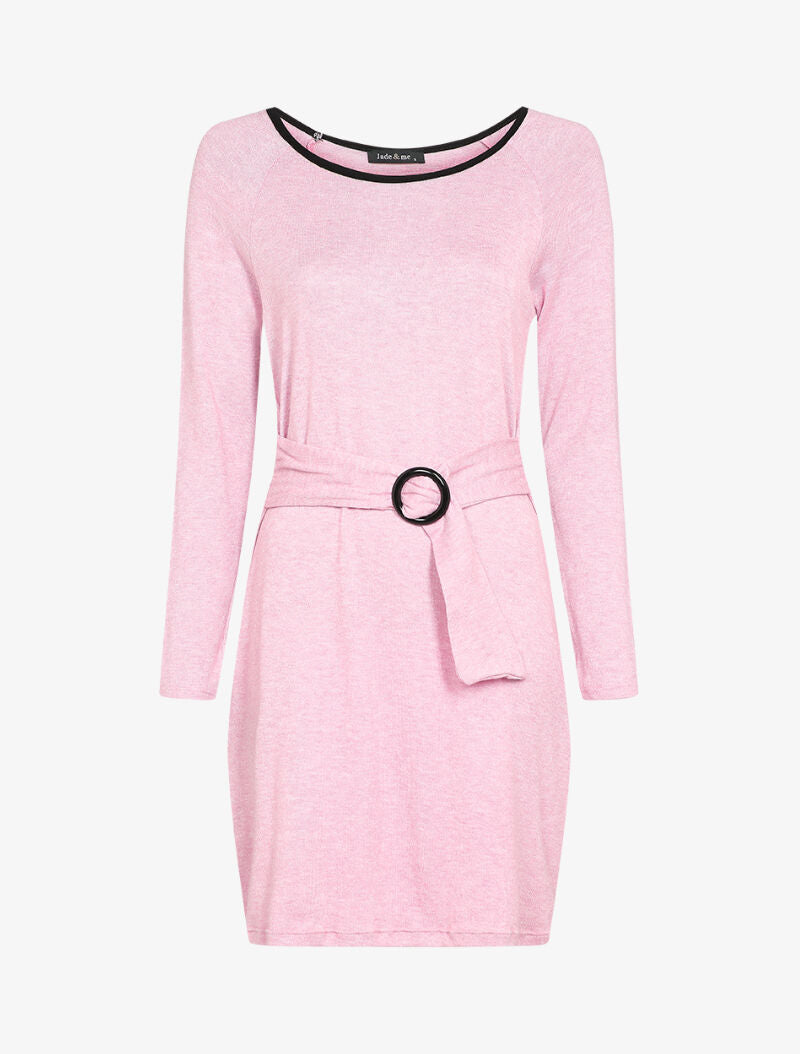 Robe pull à ceinture intégrée - Rose - 2