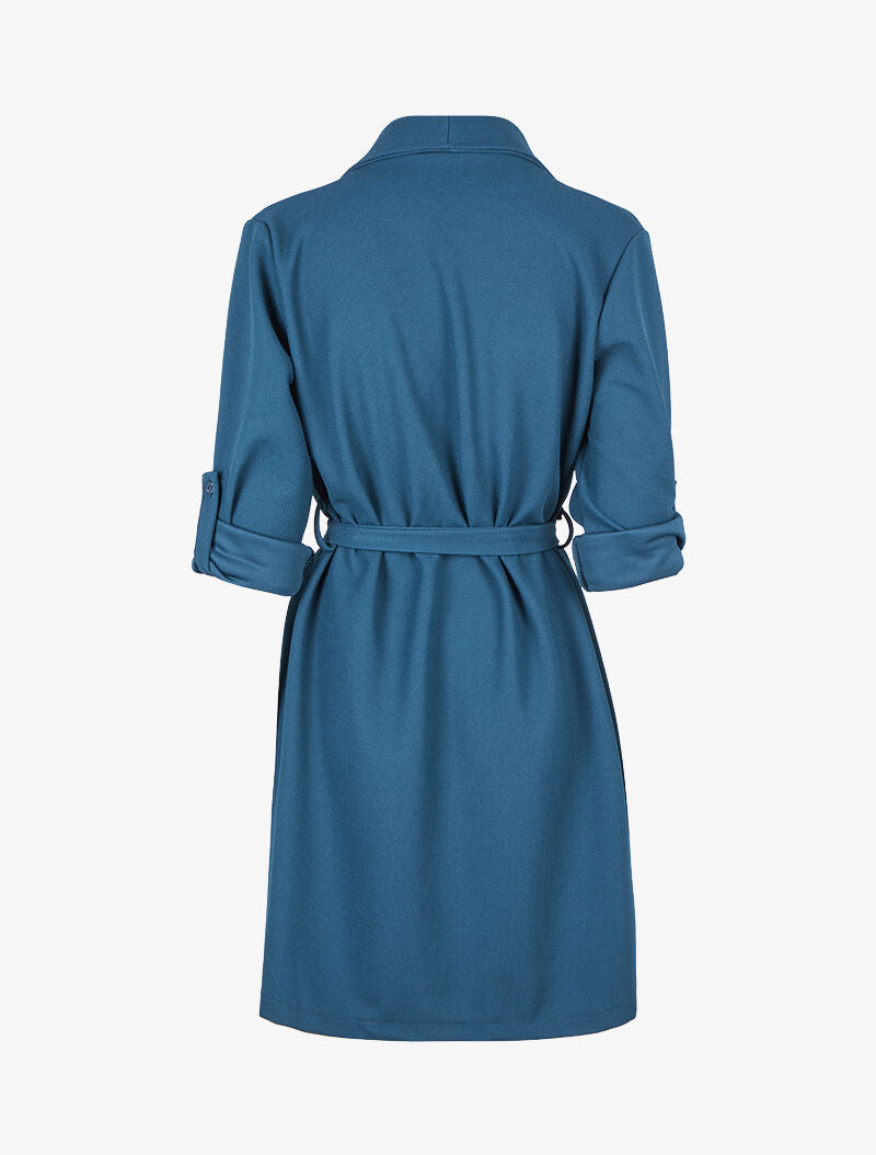 Veste longue à col châle et pans biseautés - Bleu - 2
