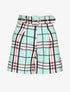 Short ceinturé imprimé tartan - Vert d&
