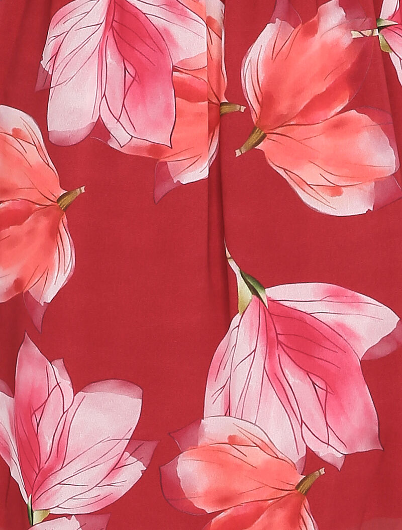 Robe cache-coeur à motif tulipes - Bordeaux - 3