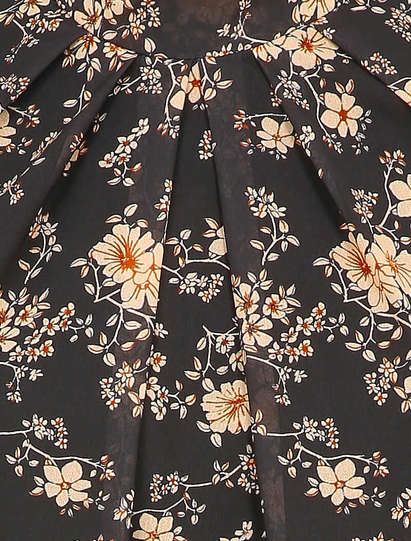 Blouse à imprimé fleuri - Noir - 3