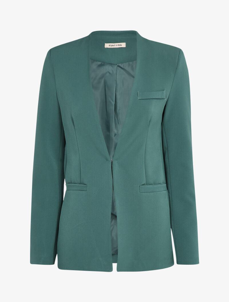 Blazer long uni - Bleu pétrole - 3