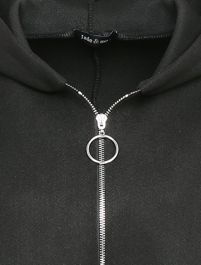 Manteau mi-long à capuche et manches à revers - Noir - 3