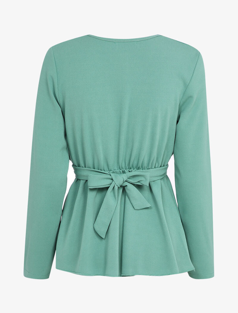 Blouse péplum à boucle stylisée - Bleu - 2