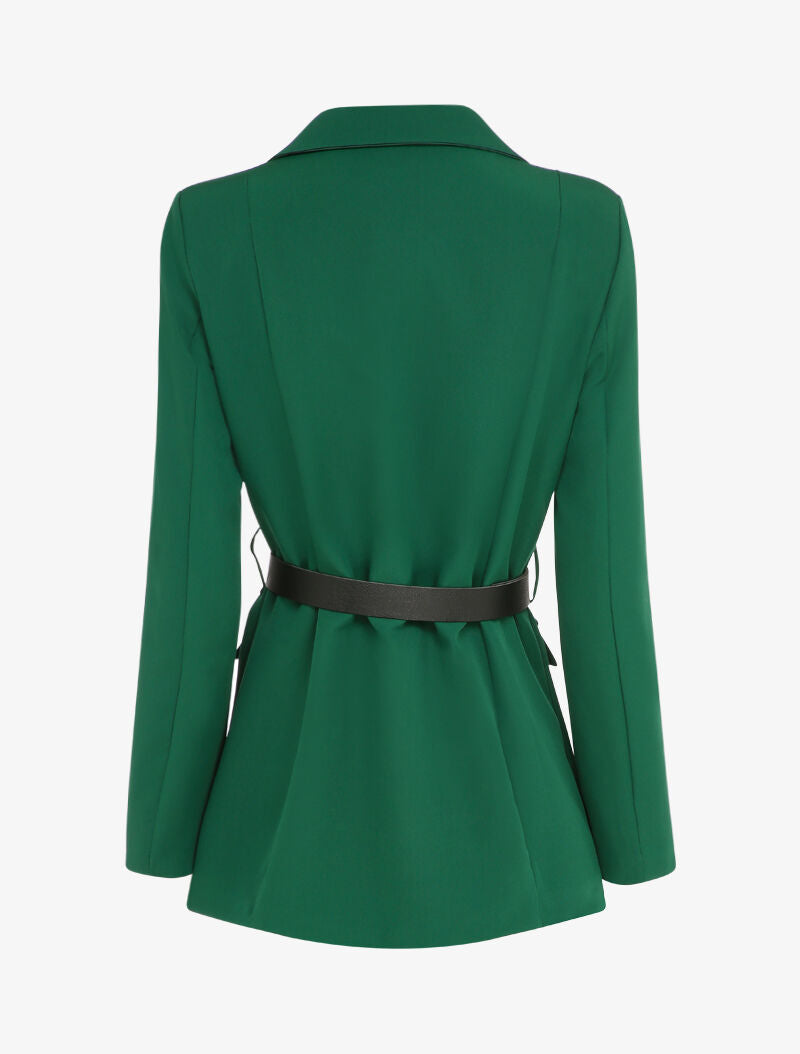 Blazer croisé à poches décoratives - Vert émeraude - 2