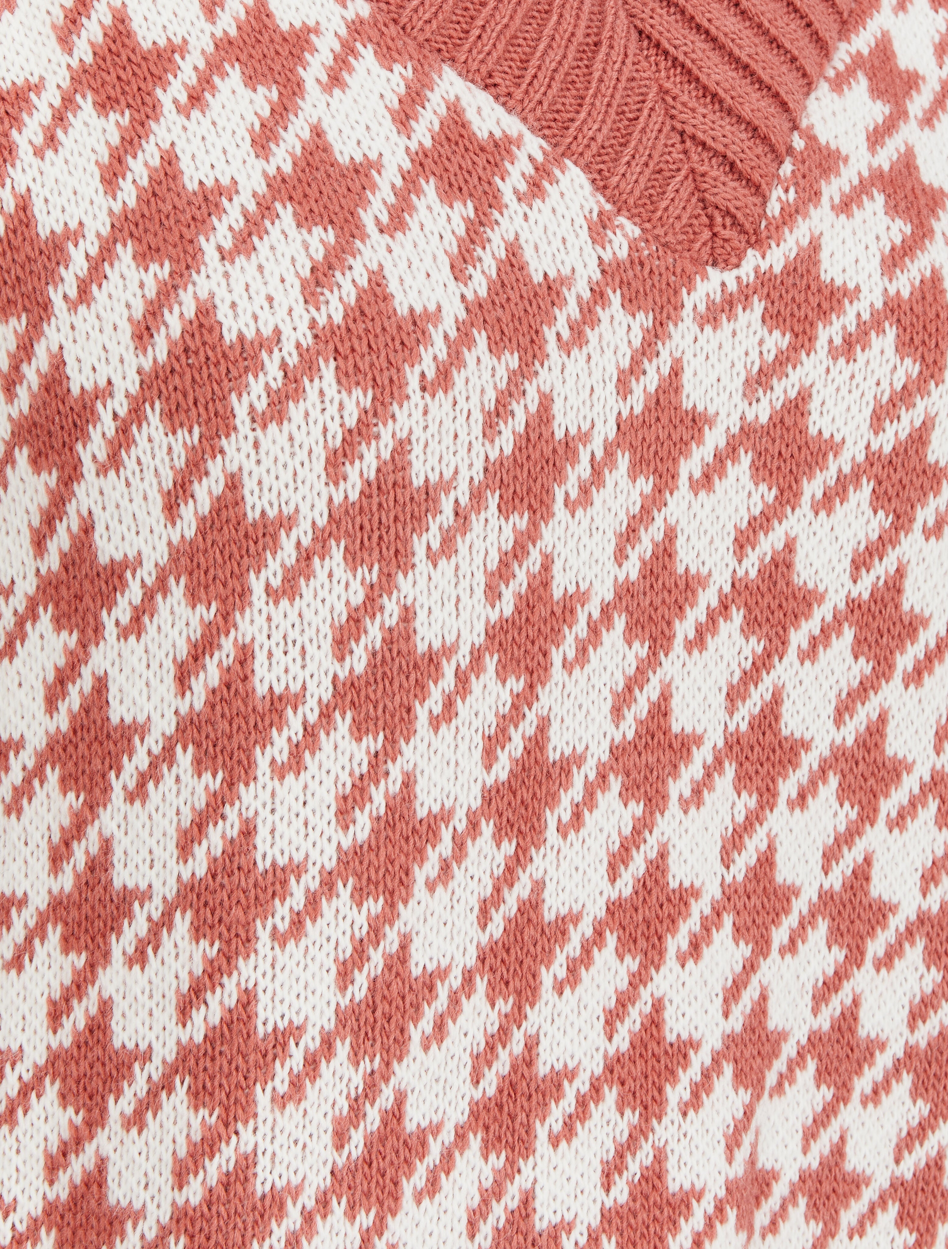 Pull sans manches à col V et imprimé pied de poule - Vieux rose - 3