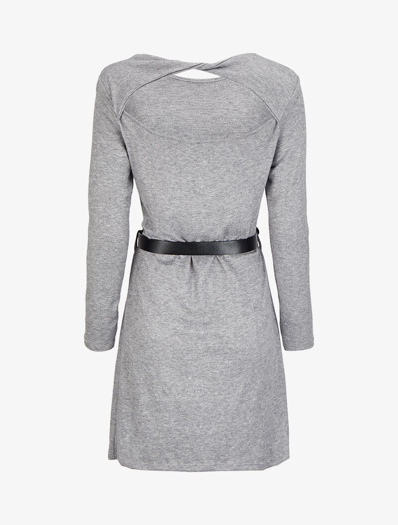 Robe pull à dos ouvert et détail torsadé - Gris chiné - 2