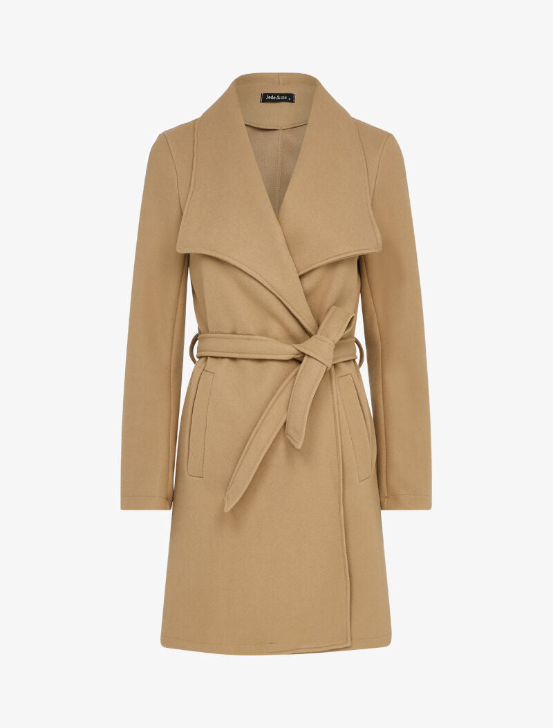 Manteau long droit avec ceinture - Camel - 3