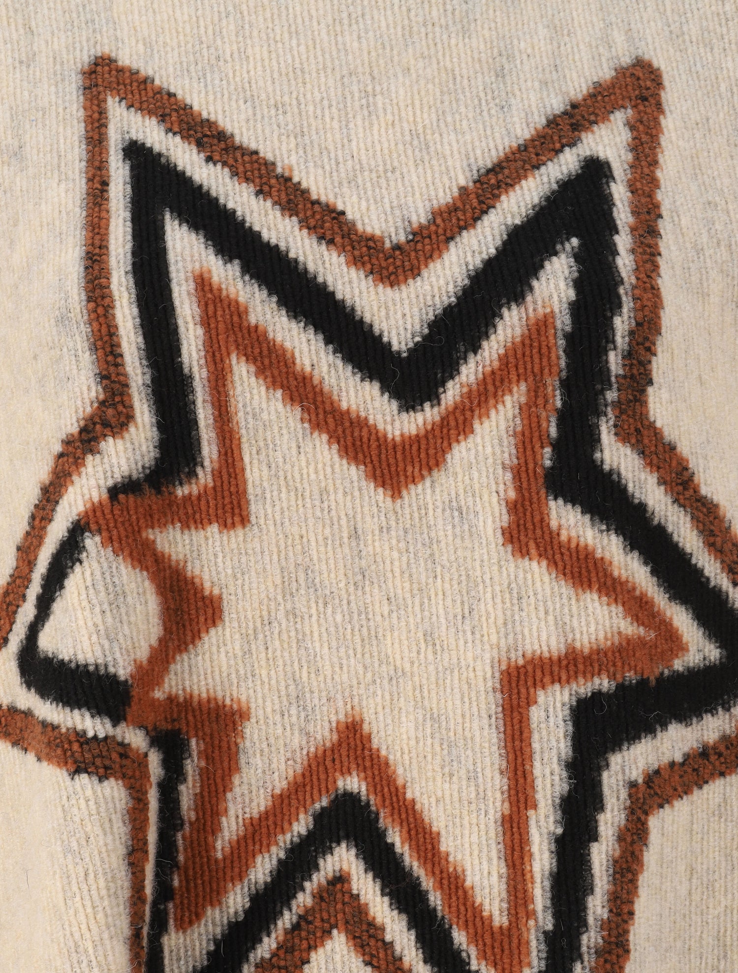 Poncho à franges et motif étoile - Beige - 3