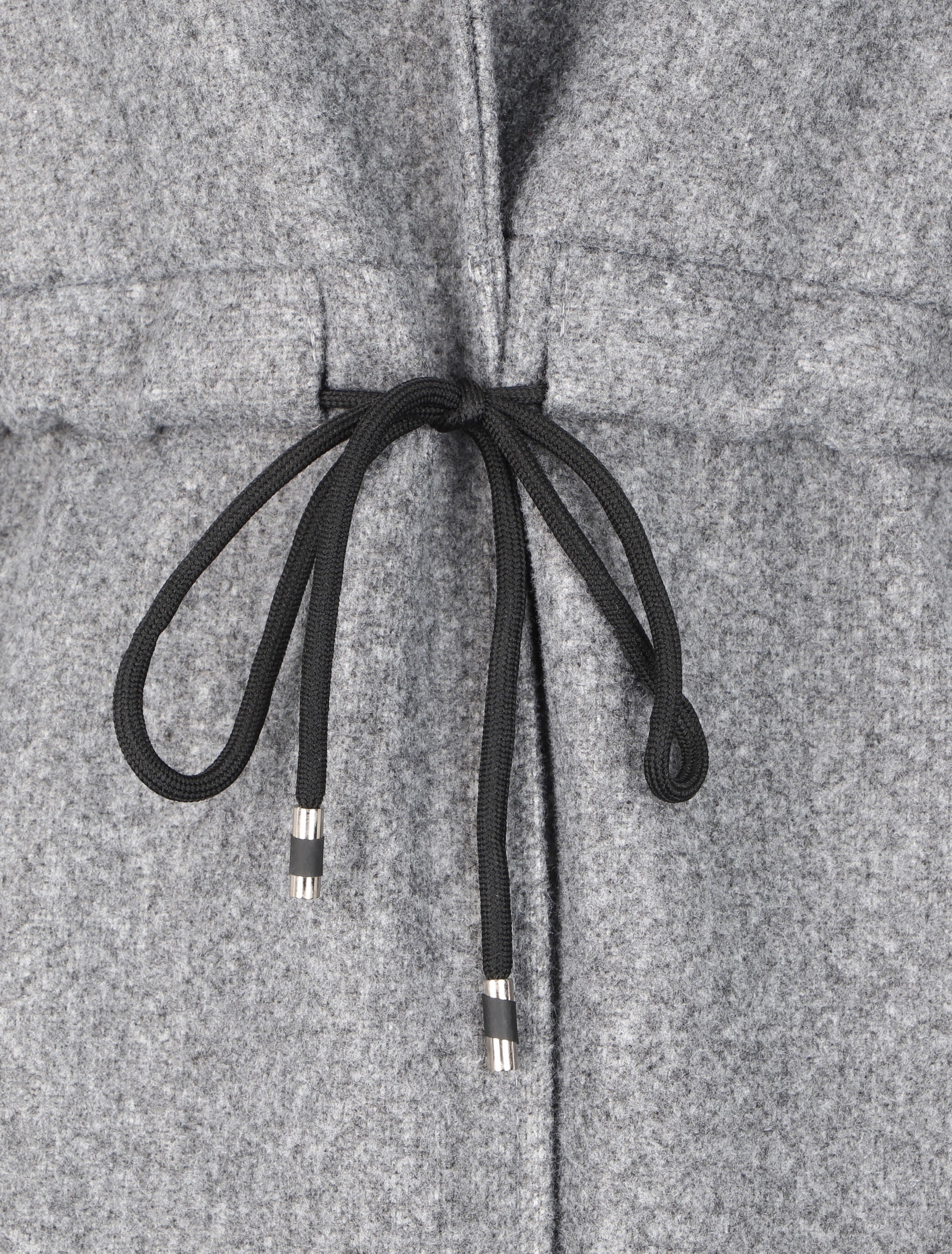 Manteau long à liens de serrage et capuche - Gris chiné - 3