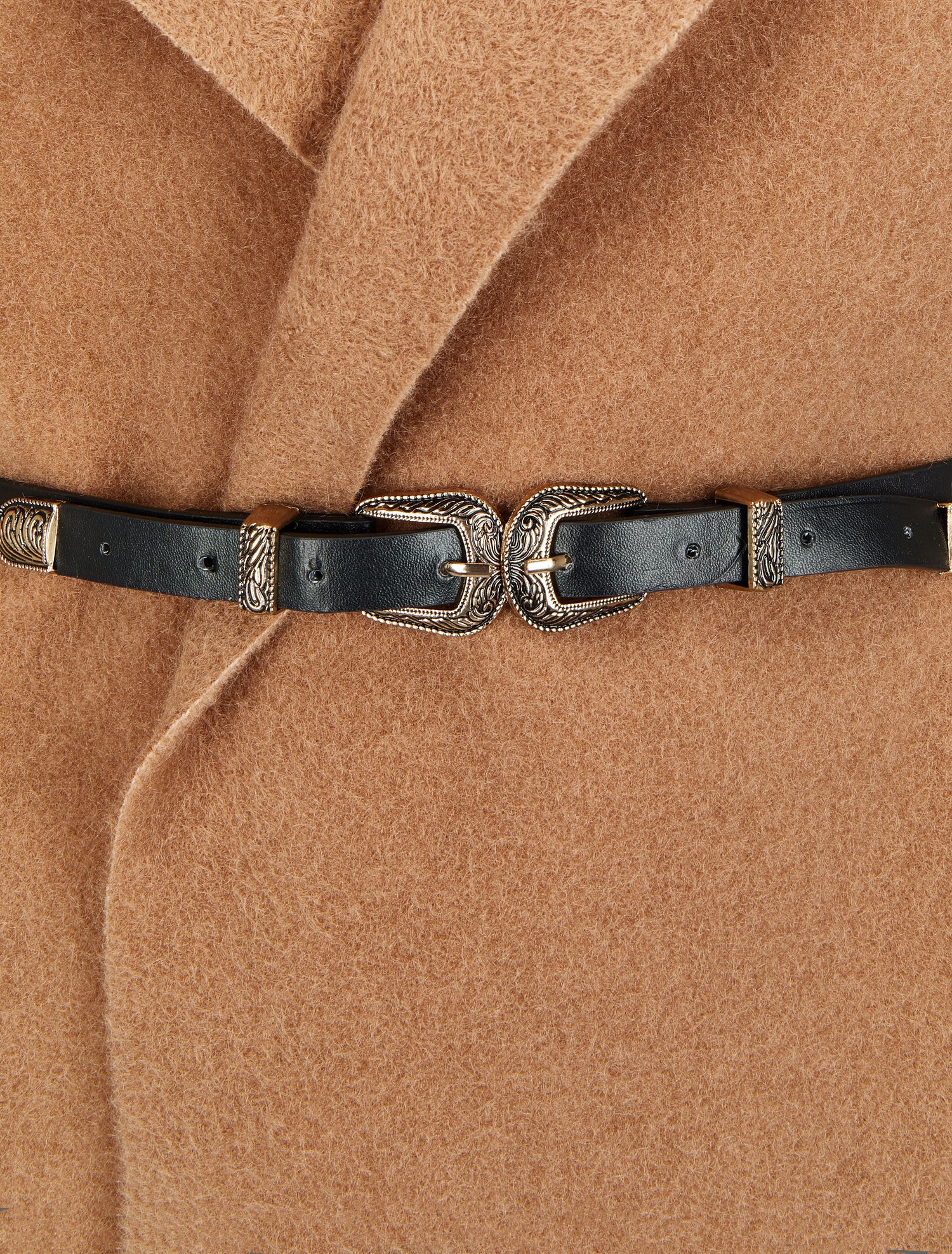 Manteau à capuche à bord à franges - Camel - 3