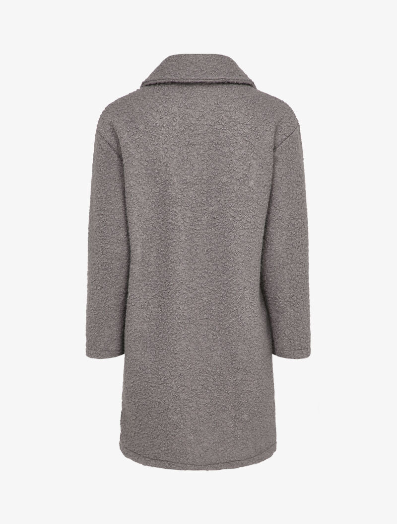 Manteau style duffle coat en maille bouclette - Gris foncé - 2