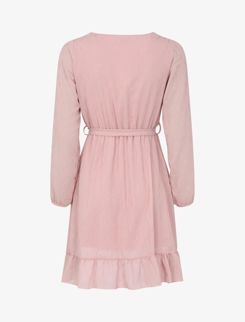 Robe patineuse volantée à motifs irisés - Rose poudré - 2