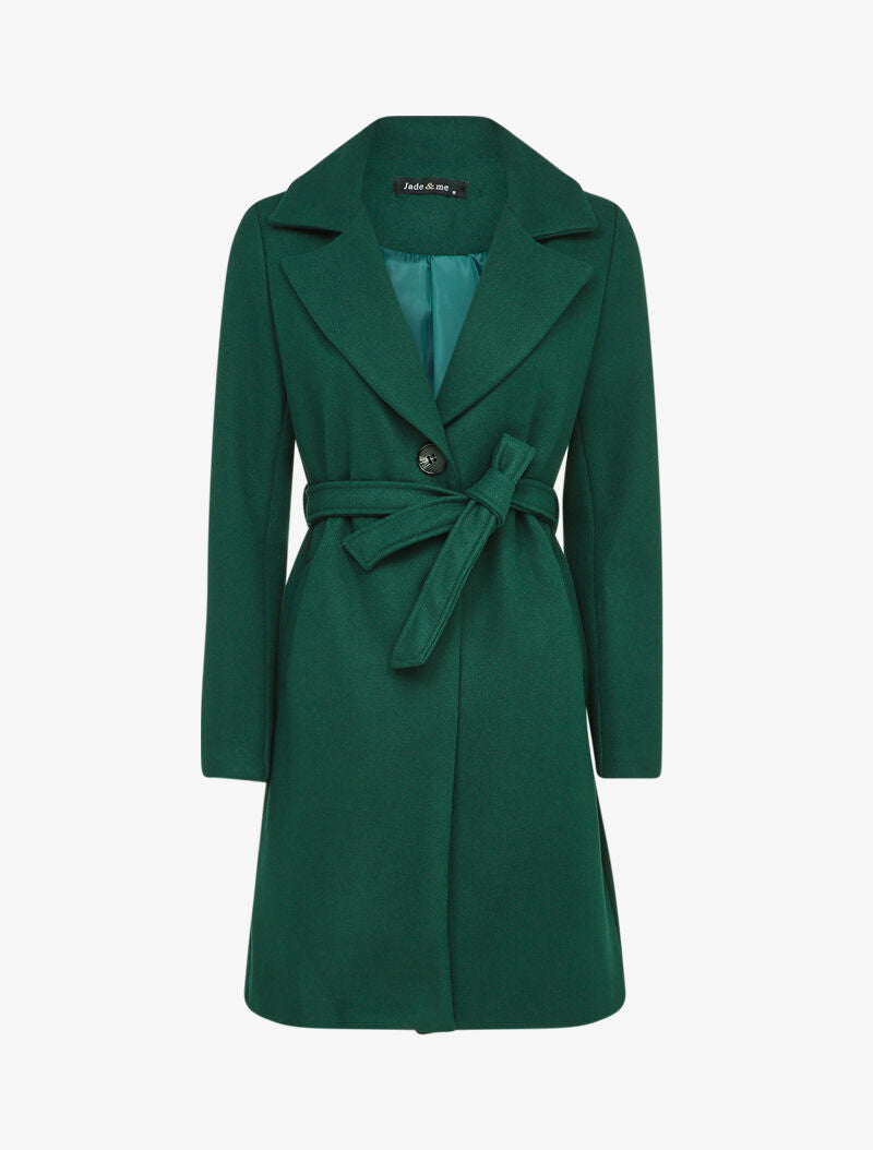 Manteau mi-long ceinturé - Vert sapin - 1