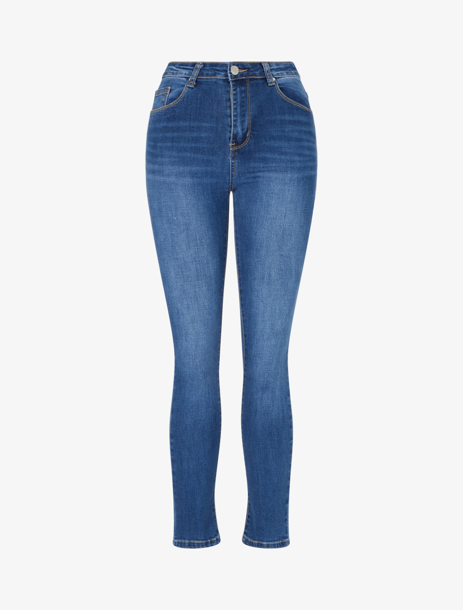 Jean délavé coupe skinny - Bleu - 1