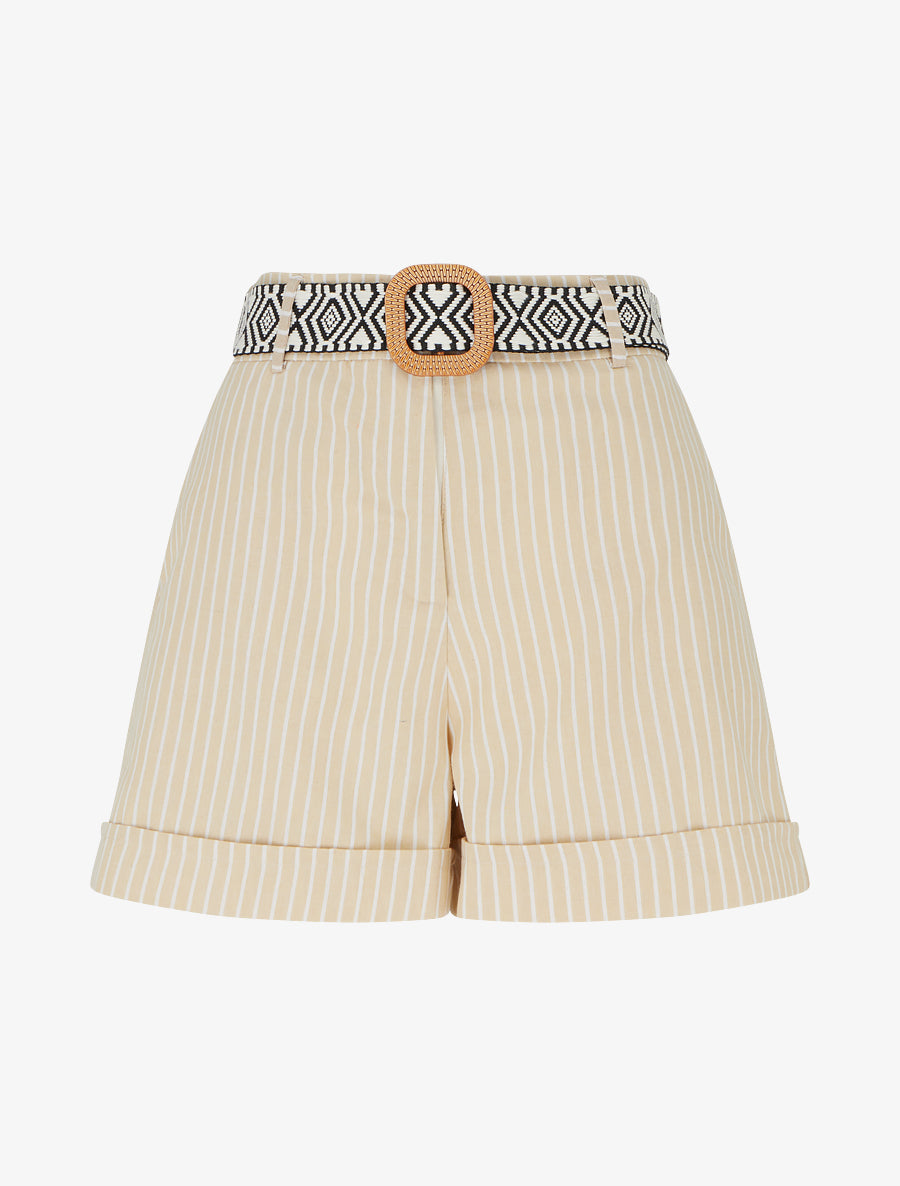Short droit à rayures - Beige - 1