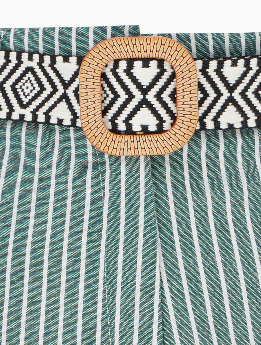 Short droit à rayures - Kaki - 3