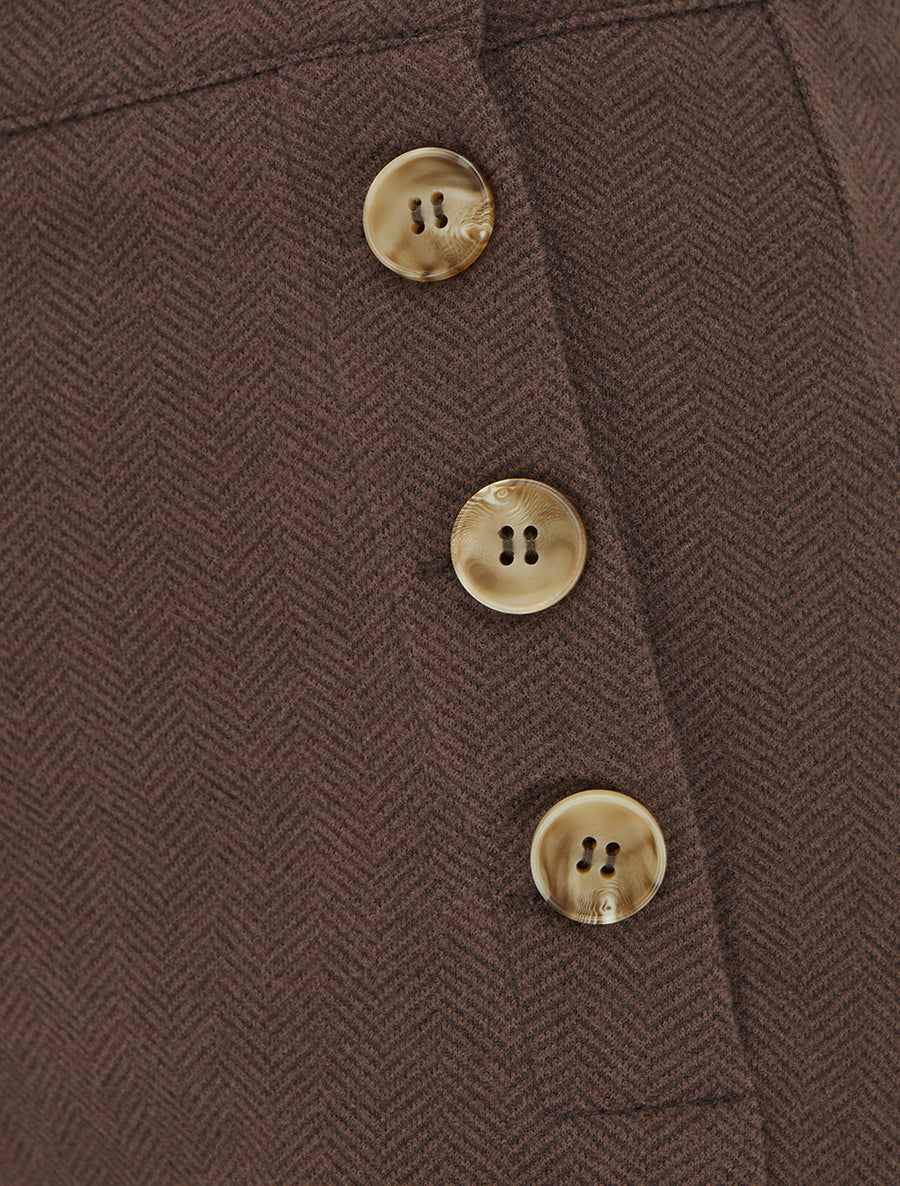 Pantalon à pont ample motif chevron - Marron - 3