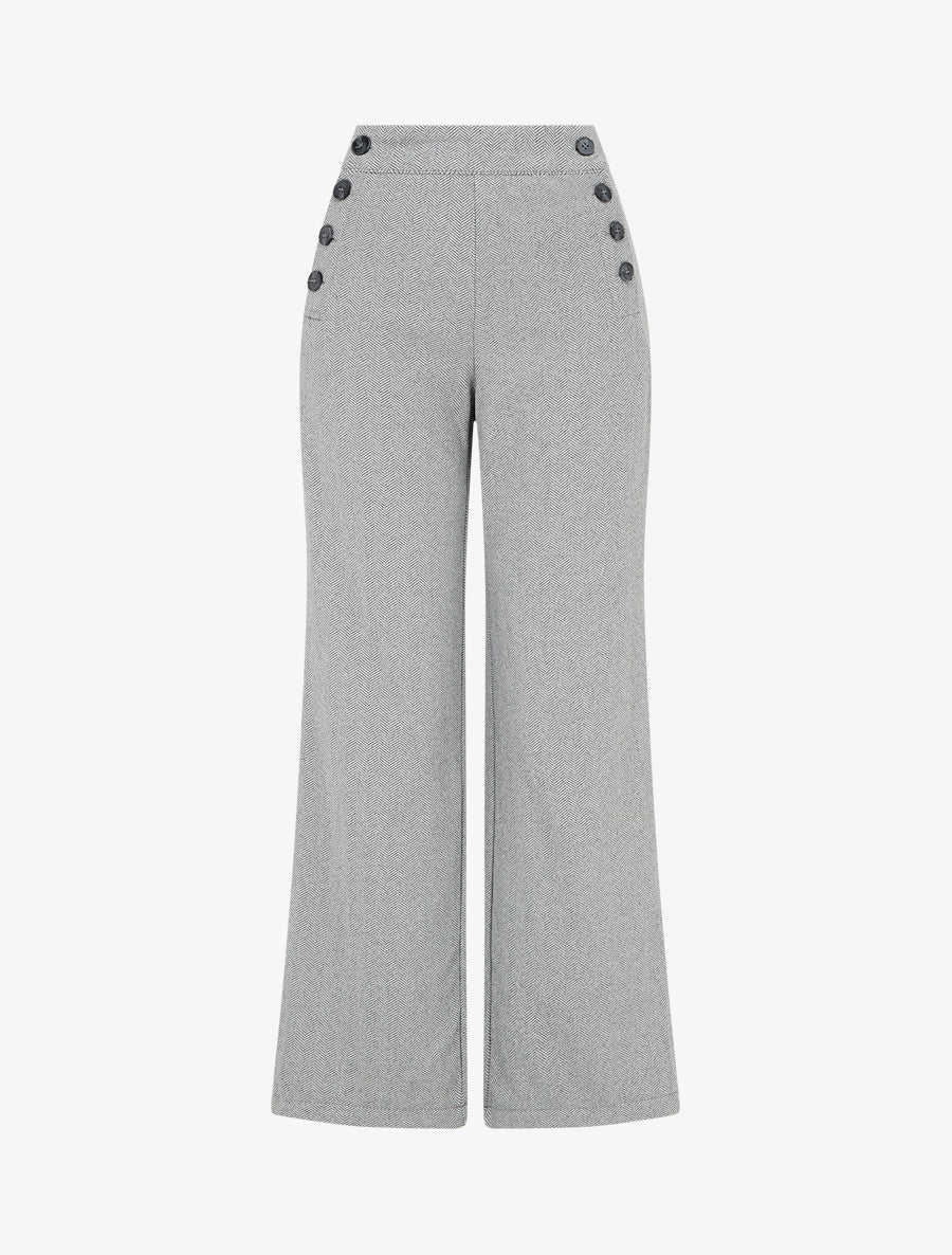 Pantalon à pont ample motif chevron - Gris - 1