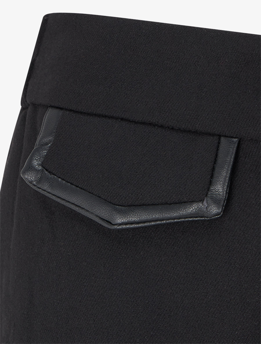 Pantalon ample taille haute à détail simili - Noir - 3