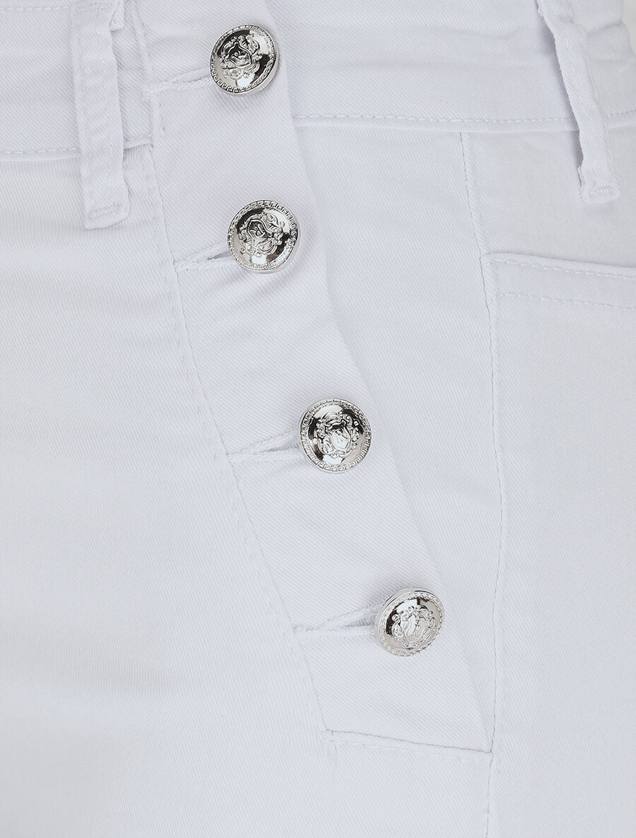 Jean à boutons sur les côtés coupe droite - Blanc - 3