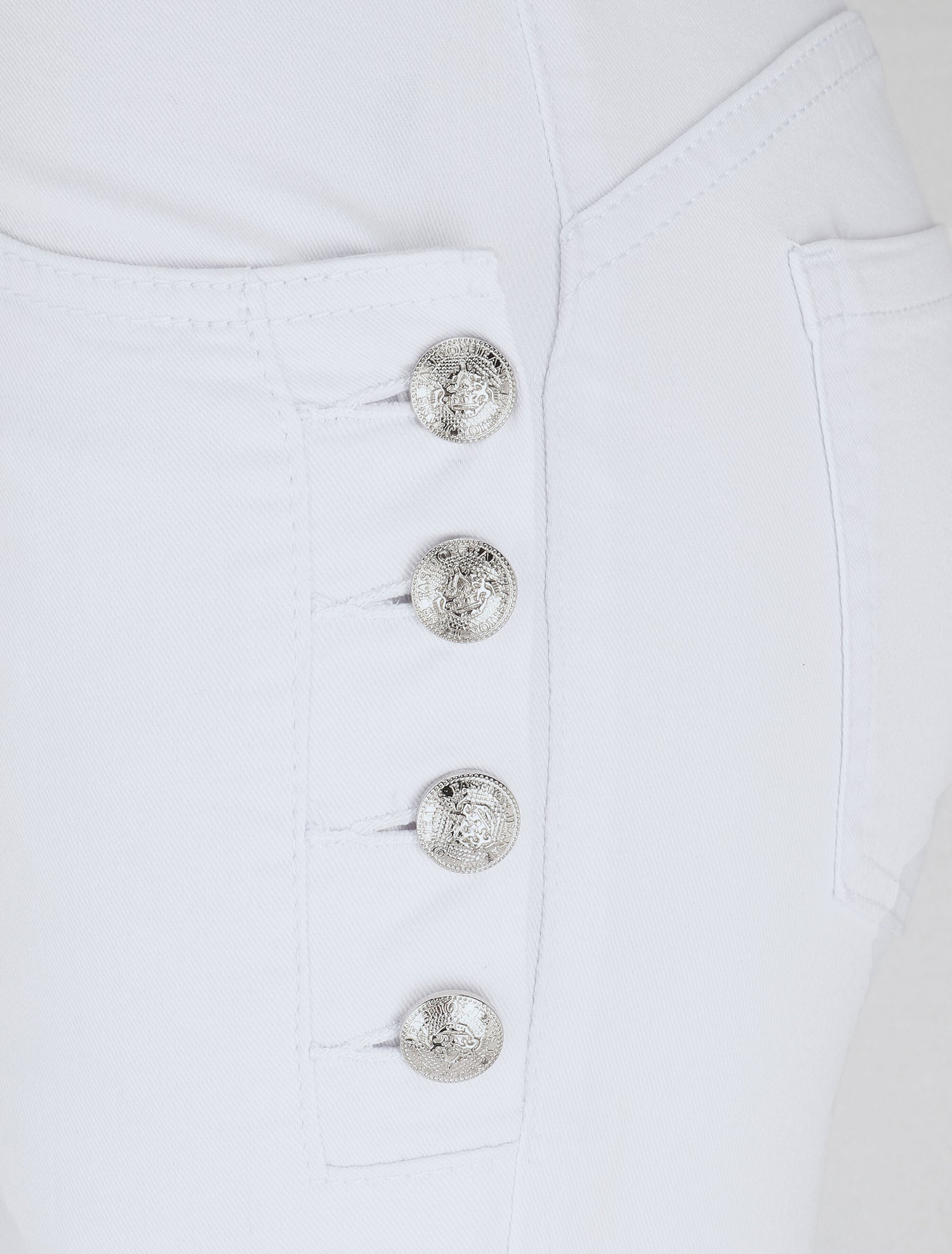 Jean à fermeture boutonnée coupe skinny - Blanc - 3