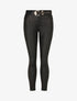 Pantalon uni en simili ceinturé - Noir - 5