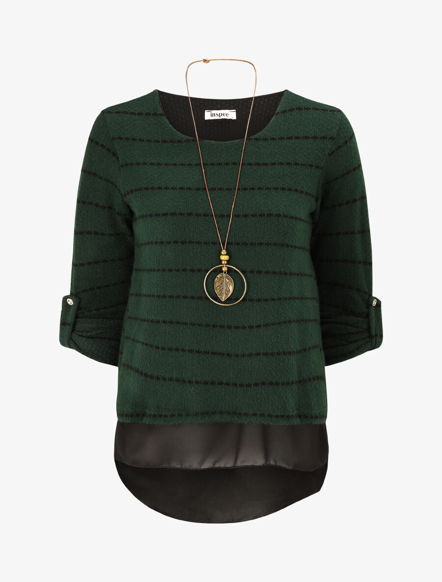 Pull fin à rayures - Vert sapin - 5